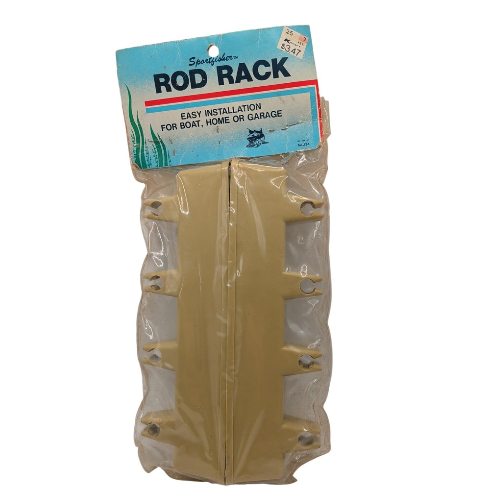 Sportfisher Rod Rack Tan No. 234 Fishing Holder Plastic Vintage Kmart